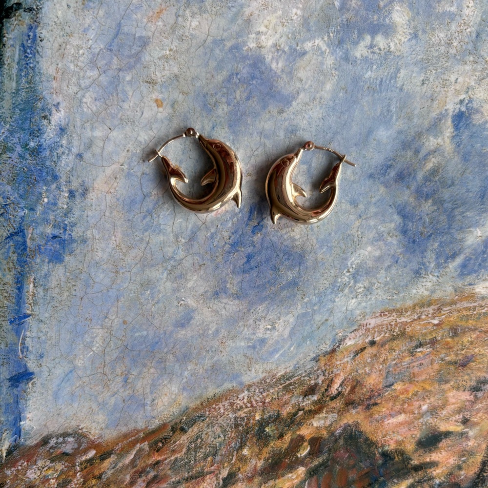 14k Dolphin Hoop Earrings